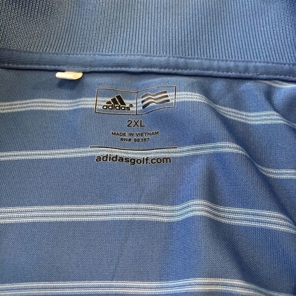 Adidas Golf  Blue Striped Polo Shirt Sz 2XL - Picture 2 of 6